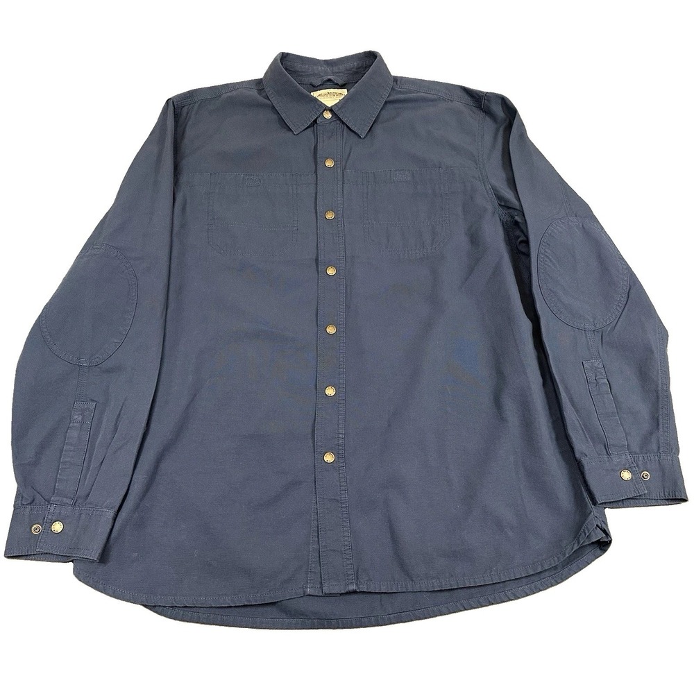 LL Bean Katahdin Iron Works Flannel Shirt Mens Size Large Snap Long Sleeve Blue